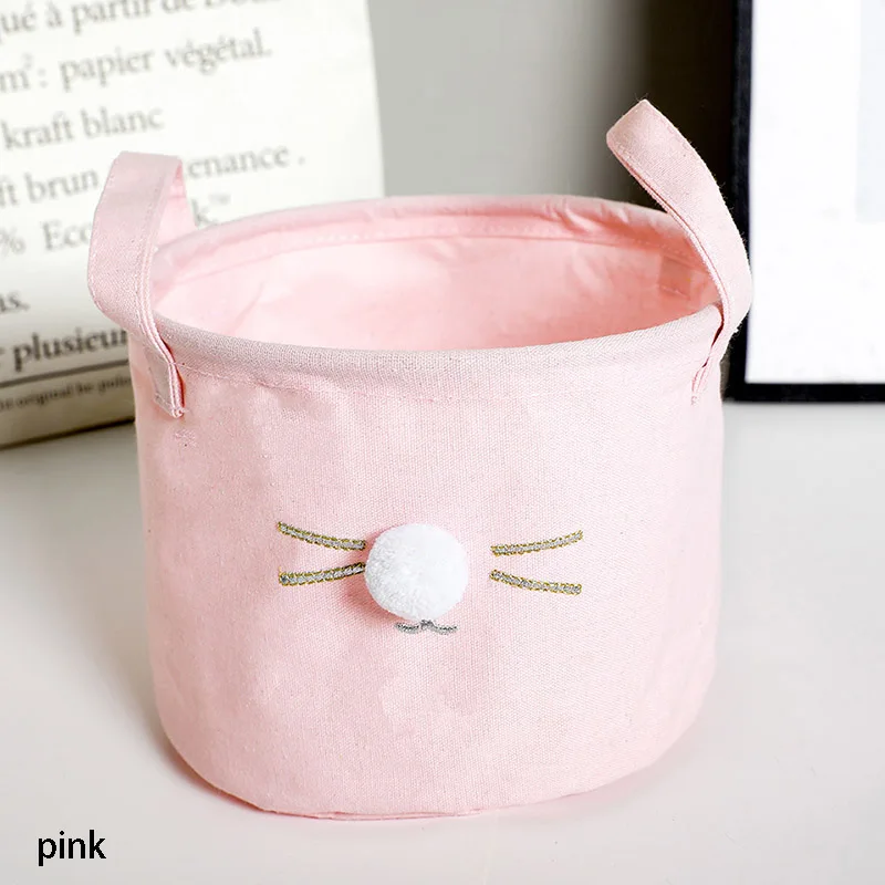 

Sundries Organizer Laundry Basket Storage Box Cotton Hemp 1Pcs 20*15CM Clothes Bucket Cartoon Pattern Nordic Style