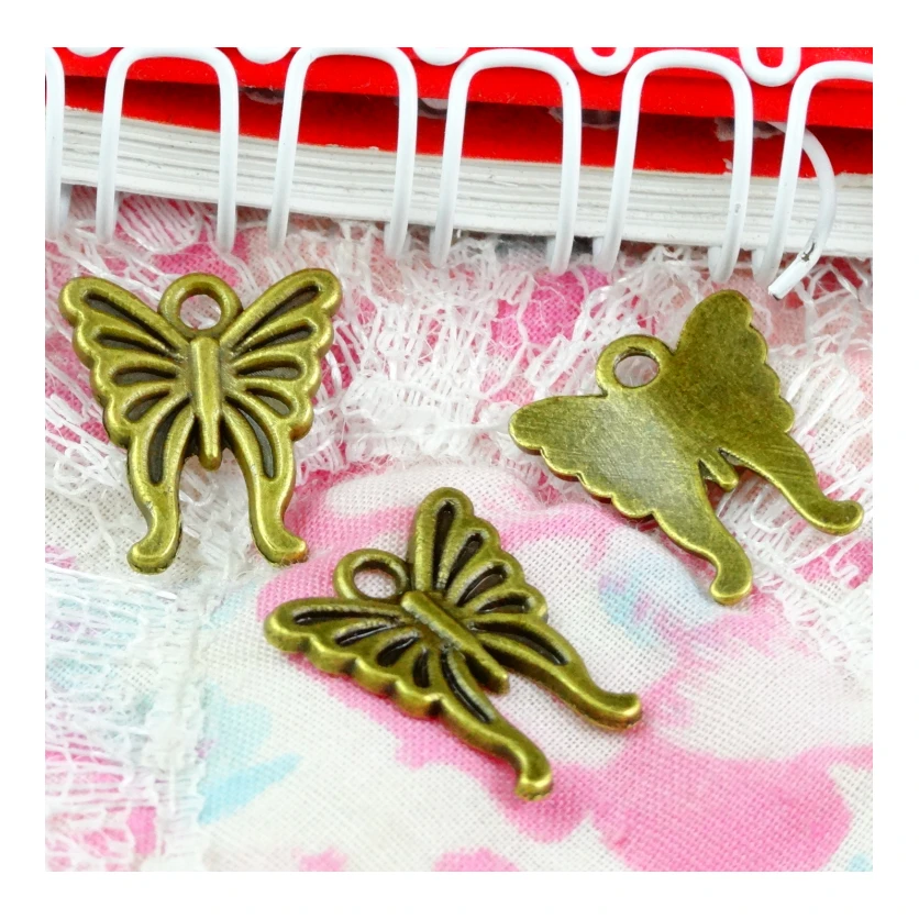 

100pcs 16x15mm Antique Bronze Plated Butterfly Handmade Charms Pendant:DIY for bracelet necklace
