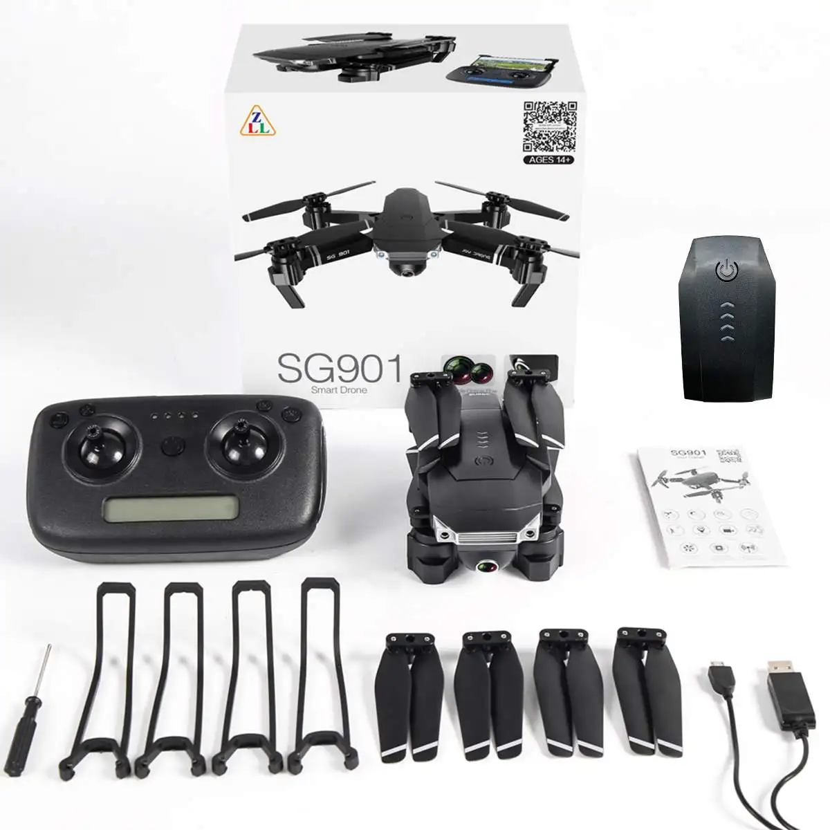 2 battery 1080P Box SG901 Camera mini Drone 4K HD Dual Camera Drones Follow Me Quadcopter FPV Professional GPS Long Battery Life dron toys - Цвет: 2 battery 1080P Box
