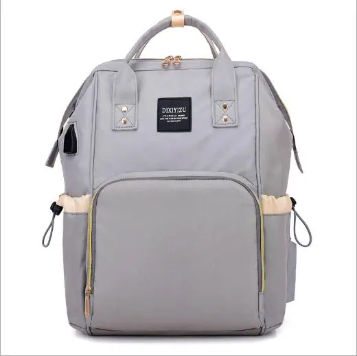 Новая сумка для детских подгузников с интерфейсом USB, многофункциональный дорожный рюкзак для беременных, сумка для кормления, большая дорожная сумка - Цвет: Grey