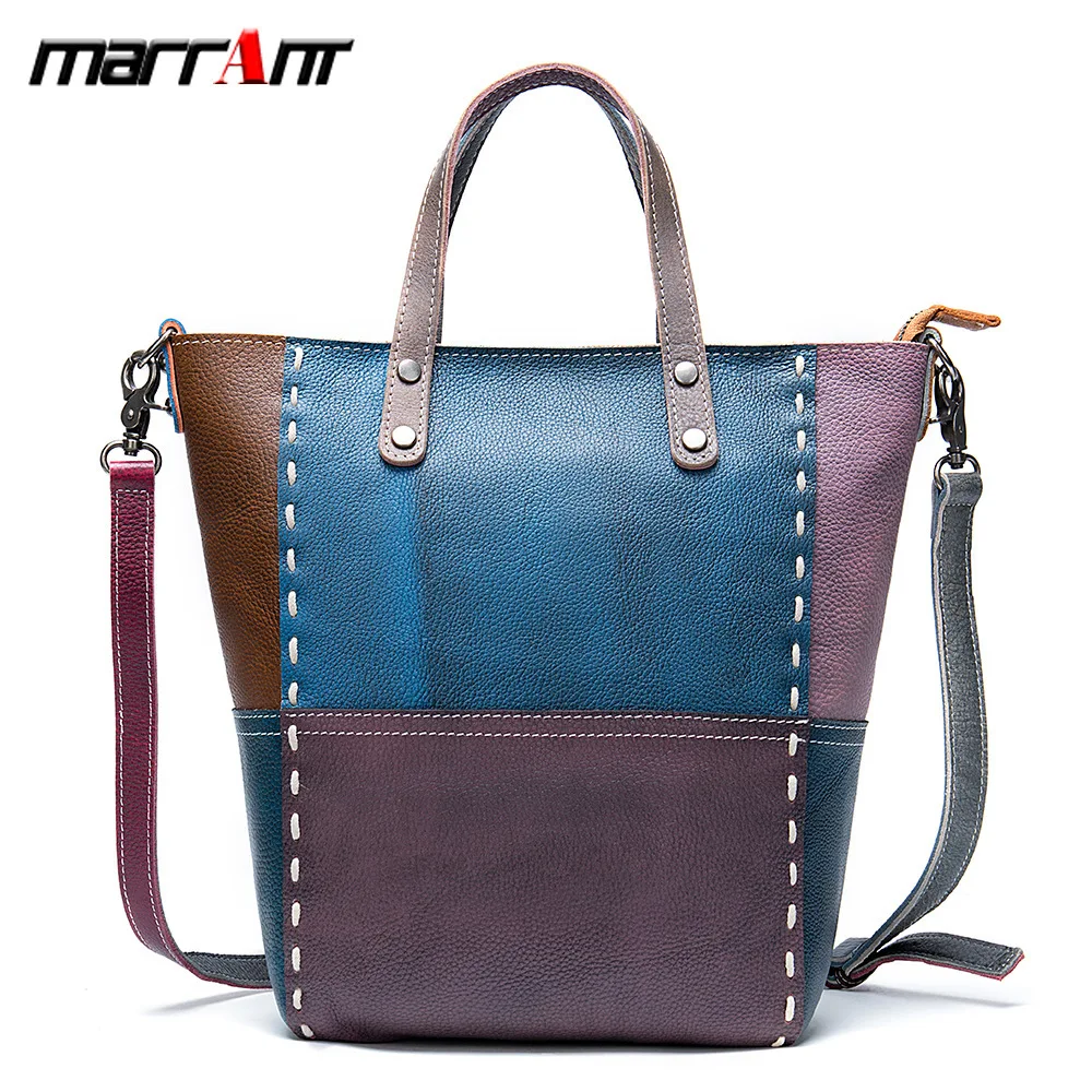 

Street Trend Genuine Leather Lady Hand Personality Handmade Wipe Color Single Shoulder Satchel Joker Bucket Bag 038