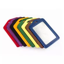 

1set Luxury Quality PU Leather Material Card Sleeve ID Badge Case Clear Credit Card Badge Holder School Student Office Supplies
