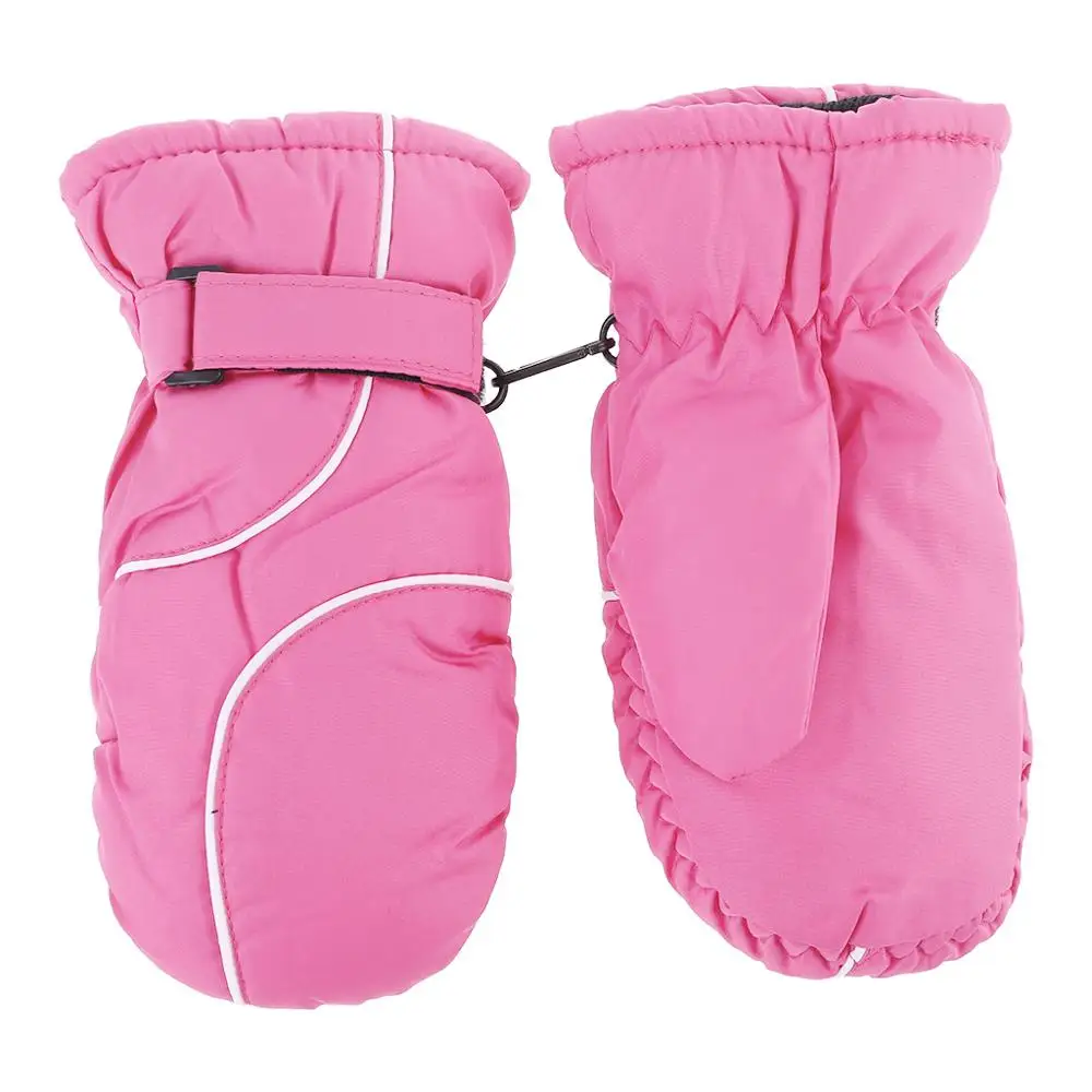 Утолщенные детские перчатки, детские толстые теплые стеганые лыжные перчатки, модные водонепроницаемые ветрозащитные детские варежки для мальчиков и девочек - Цвет: Pink
