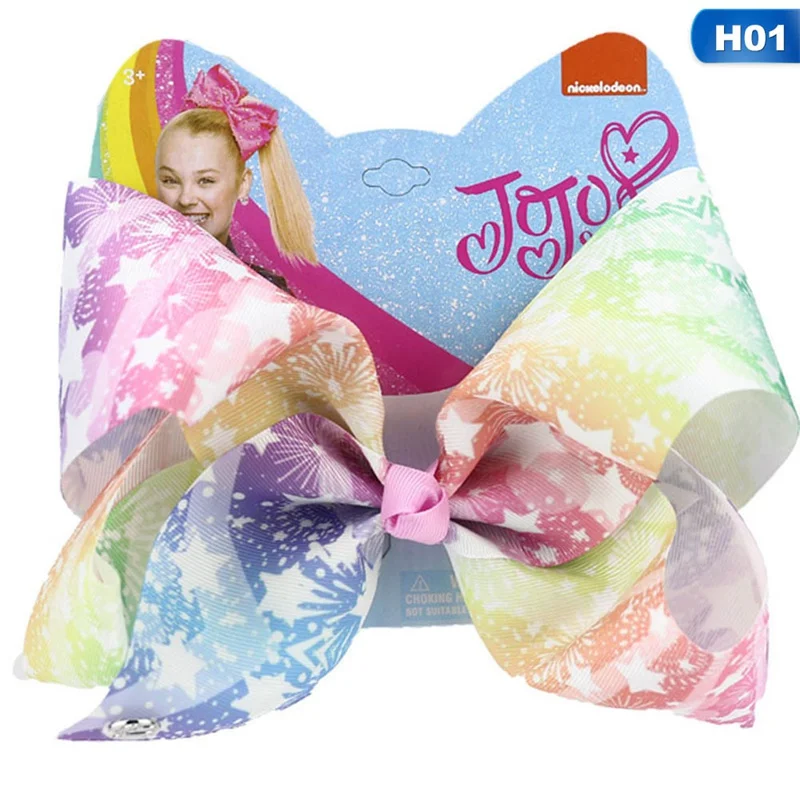 Новинка 8 дюймов JOJO SIWA большой бант для волос Радуга коробка Мода бант-узел шпильки подарок на день Святого Валентина