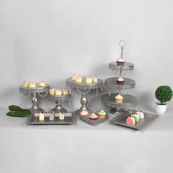

2020 Wedding Dessert Tray Cake Stand Cupcake Pan Party Supply 7PCS / Set white Lace cake decoration plate Cake dish