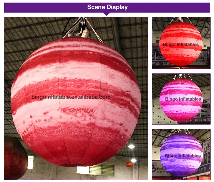 HOT SALES 1 diameter inflatable suspended LED Jupiter air blow individualized colorful lighting planet