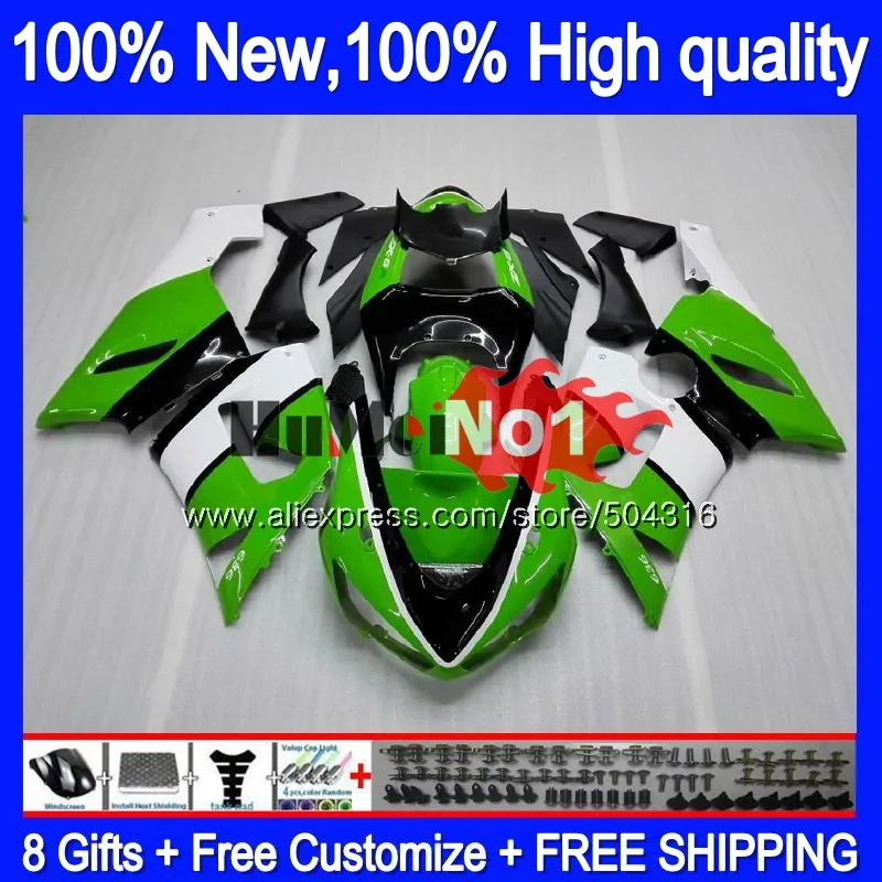 Корпус для KAWASAKI ZX-636 600 CC ZX 6R 600CC 6 R ZX6R 05 06 60MC. 8 ZX636 ZX600 636 ZX-6R 2005 2006 зеленый Глянец