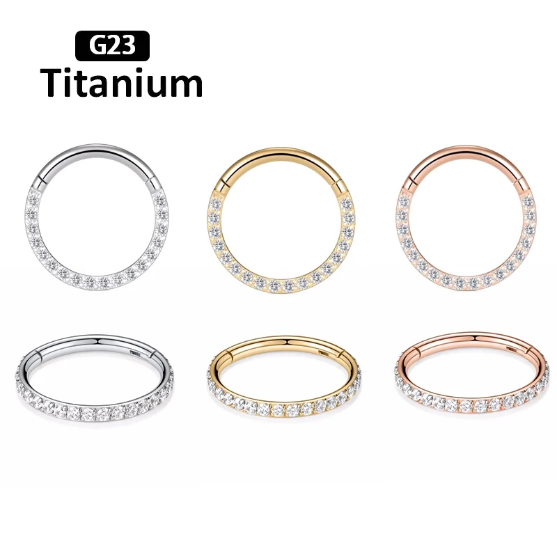 Piercing Jewelry Nose Rings Ear Piercing Jewelry Body Jewelry G23 Titanium Piercing Hinged Segment Septum Hoops CZ Nose Rings Clicker Ear Cartilage Tragus Helix Earrings conch