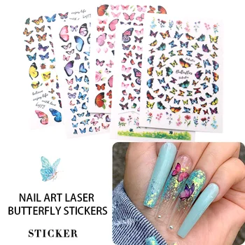 

1bag/lot 2020 New Popular Korea Nail Art Laser Shinning Adhesive Decorative Butterfly Nail Sticker For Girl