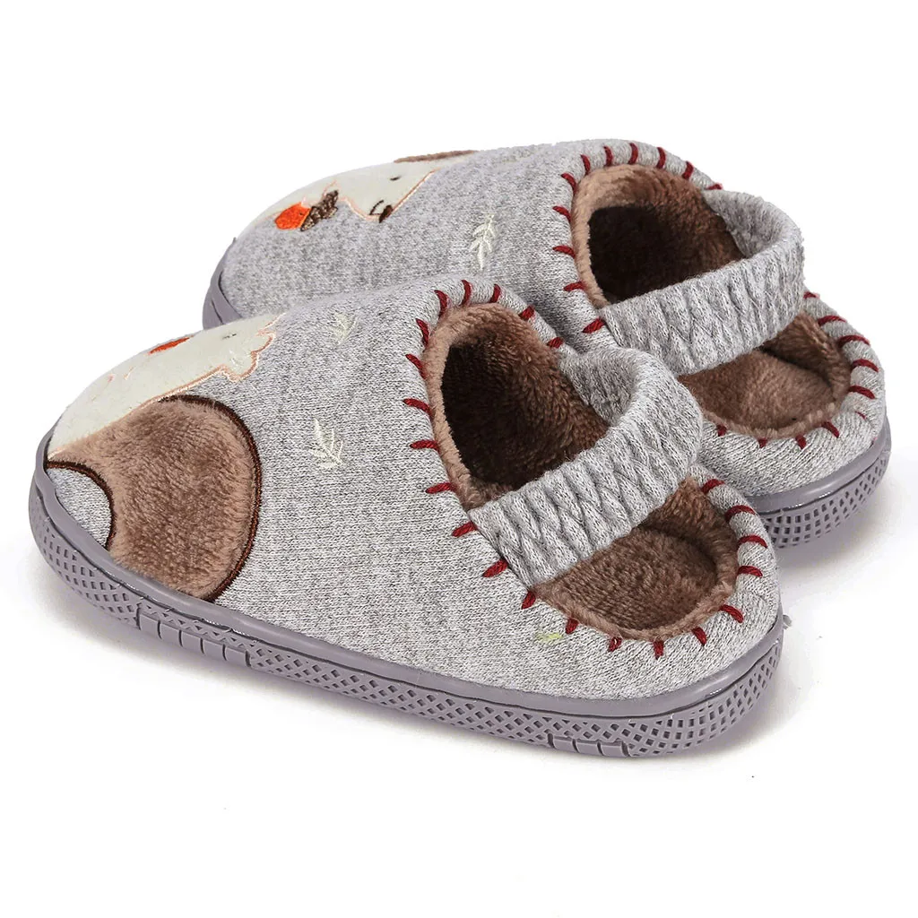 Зимняя пушистая детская обувь для маленьких мальчиков и девочек теплые домашние тапочки с милыми животными
