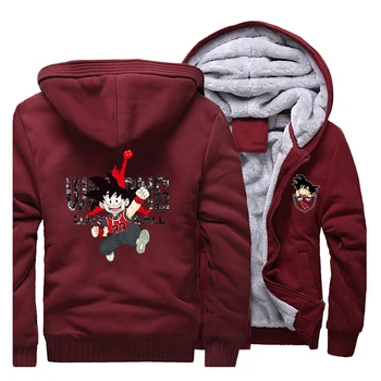 

New 2019 Winter Hoodie Dragon Ball Cartoon Saiyan Warm Jackets Raglan Sweatshirts Men Coat Thick Zipper Casual Hoody Streetwear