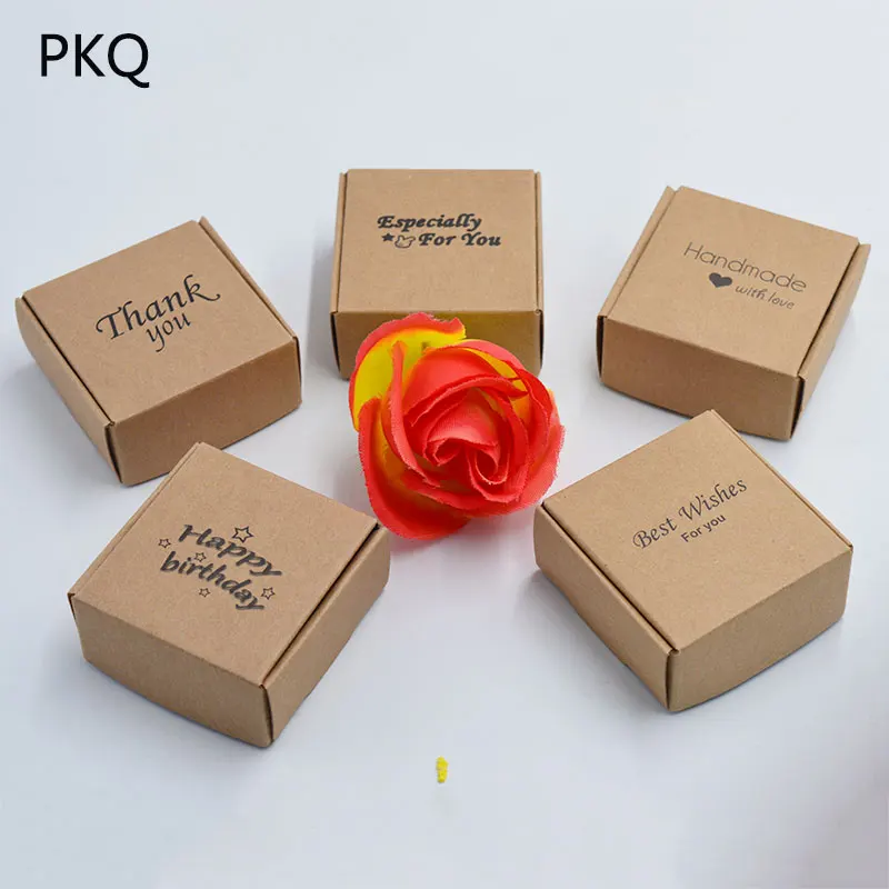 

10pcs/lot 5.5*5.5*2.5cm Small Square Paper Box Handmade Soap Packing Box Natural Brown Kraft Folding Cardboard Mini Boxes