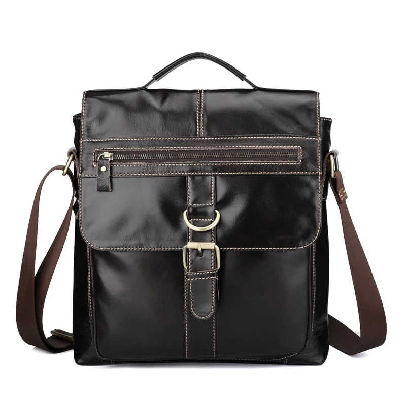 

Leather men's single shoulder bag leather black hand on business restoring ancient ways in baotou layer cowhide leisure bag