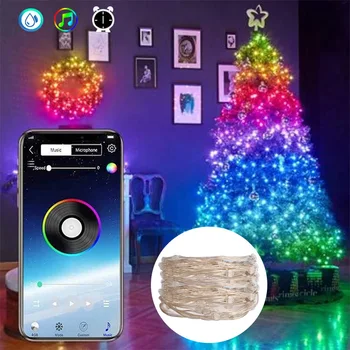 

5/10/20M Christmas Decoration Christmas Tree Led String Light Lamp Smart Bluetooth LED Lights Garland App Remote Control Light