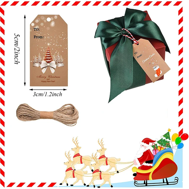 100pcs Merry Christmas Gift Tags Kraft Paper Card Hang Tag Christmas Party  Fa~