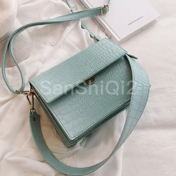 

Female Brand Luxury Flip Square Bag 2019 New Quality Leather Women's Designer Handbag Crocodile pattern Shoulder Messenger Bags