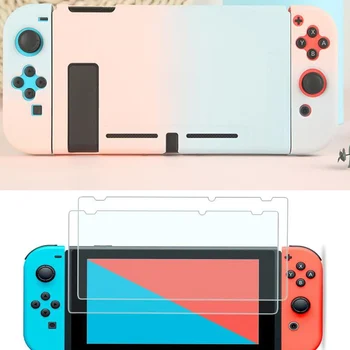 

For Nintendo Switch NS Console Dockable Protector PC Case Shell Nintend Switch JoyCon Front Back Cover With Tempered Screen Film