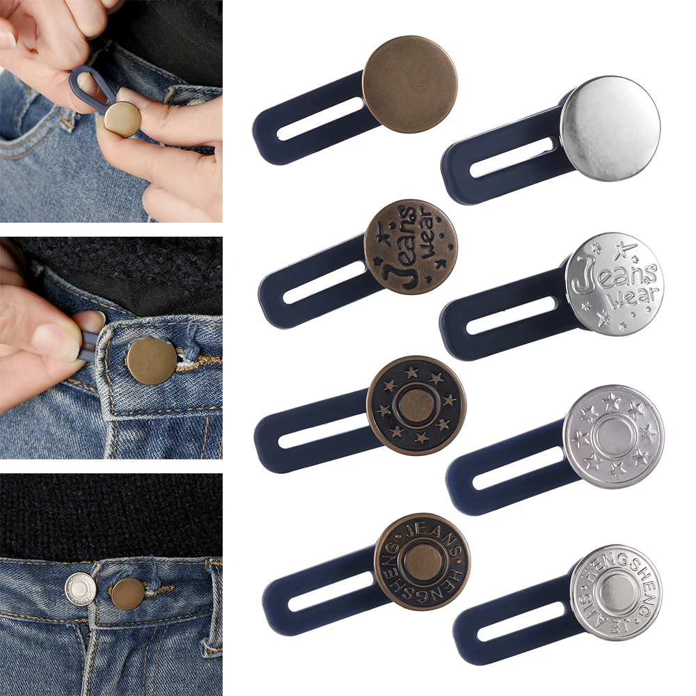 Extensor de calça jeans e maternidade, 2 peças, metal, ganchos de botão,  unissex, faixa de cintura, acessórios de costura|Botões| - AliExpress