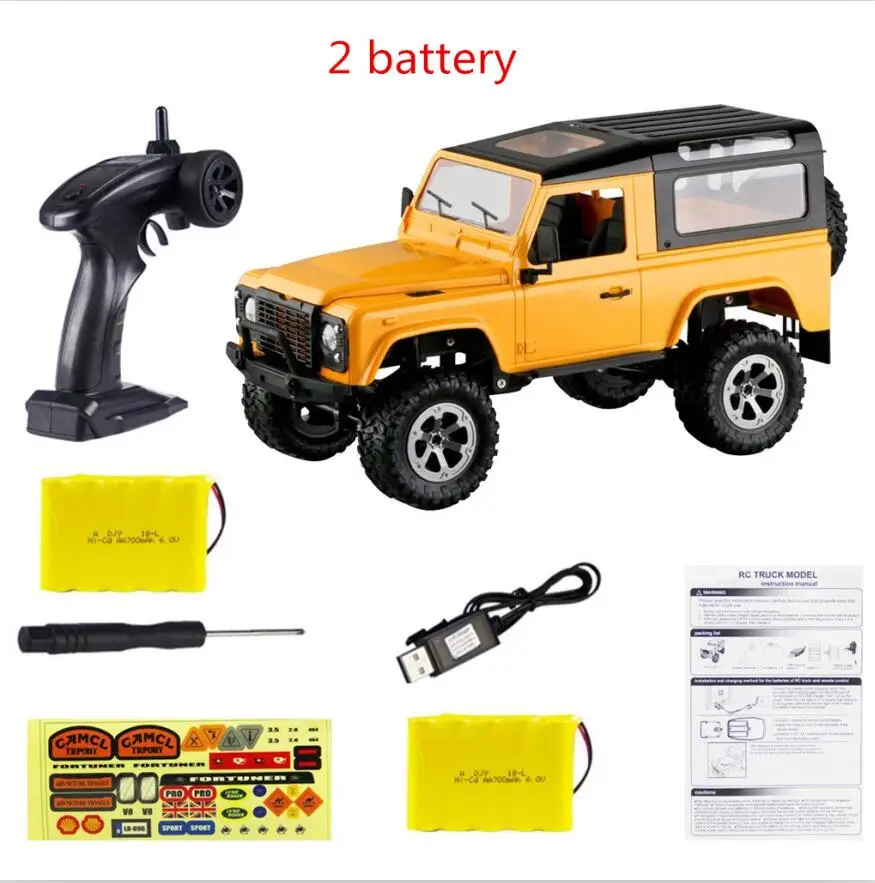 1:16 4WD RC Автомобиль 2,4G 4WD внедорожный металлический каркас RC пикап Багги вездеход скалолазание высокоскоростные грузовики внедорожный Радиоуправляемый автомобиль, игрушки - Цвет: Orange 2battery