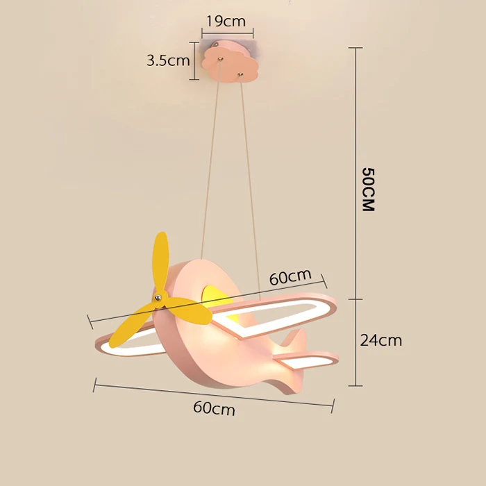 Modern led Hanging Chandelier for Children Room boy girl kids Room Hanging Plane Dream pendant Chandelier Fixture Free Shipping - Цвет абажура: Pink 600x600mm