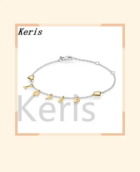 

100% 925 silver sterling new 567804 glitter beloved script bracelet 2019 gift of Valentine's Day jewelry in original form