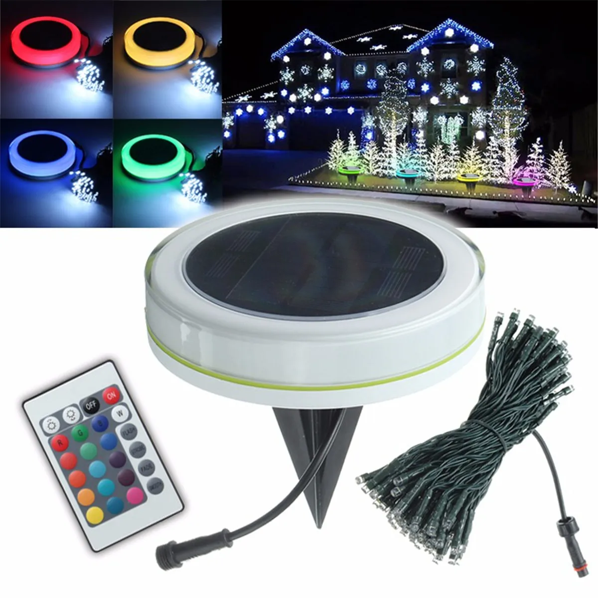 

RGB Solar Panel Lawn Light with 10M Light String Waterproof for Christmas Tree Wedding Home Indoor Decoration Holiday Lighting