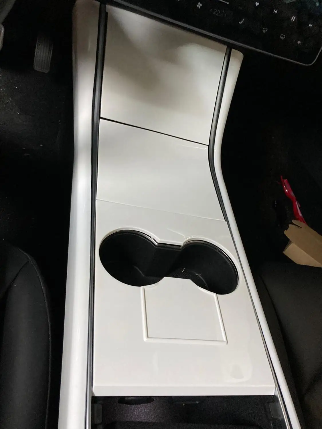 

Pearl White For Tesla Model 3 Central Control Water Cup Holder Panel patch Cover accessories Decoration