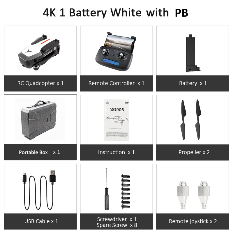 ZLRC Beast SG906 gps 5G wifi FPV с селфи складной 4K 1080P Ультра HD камера RC Дрон Квадрокоптер RTF VS XS812 XS809HW SG106 - Цвет: White 1Battery PB