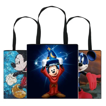 

Mickey And Minnie Reusable Shopping Bag Fashion Women Tote Bags handbags eco Bag Cartoon bolsa de compras Shopper Shoulder Bags