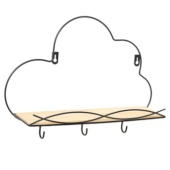 

Wall Hole-free Rack Creative Room Bedroom Metope Storage Rack Household Wall Storage Holder (Cloud Shape with Three Hooks Design