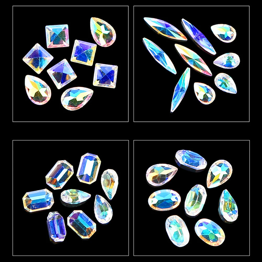 12 Grids AB Clear Irregularity Water Drop Nail Glitter Rhinestone Manicure Tool Nail Art Decoration