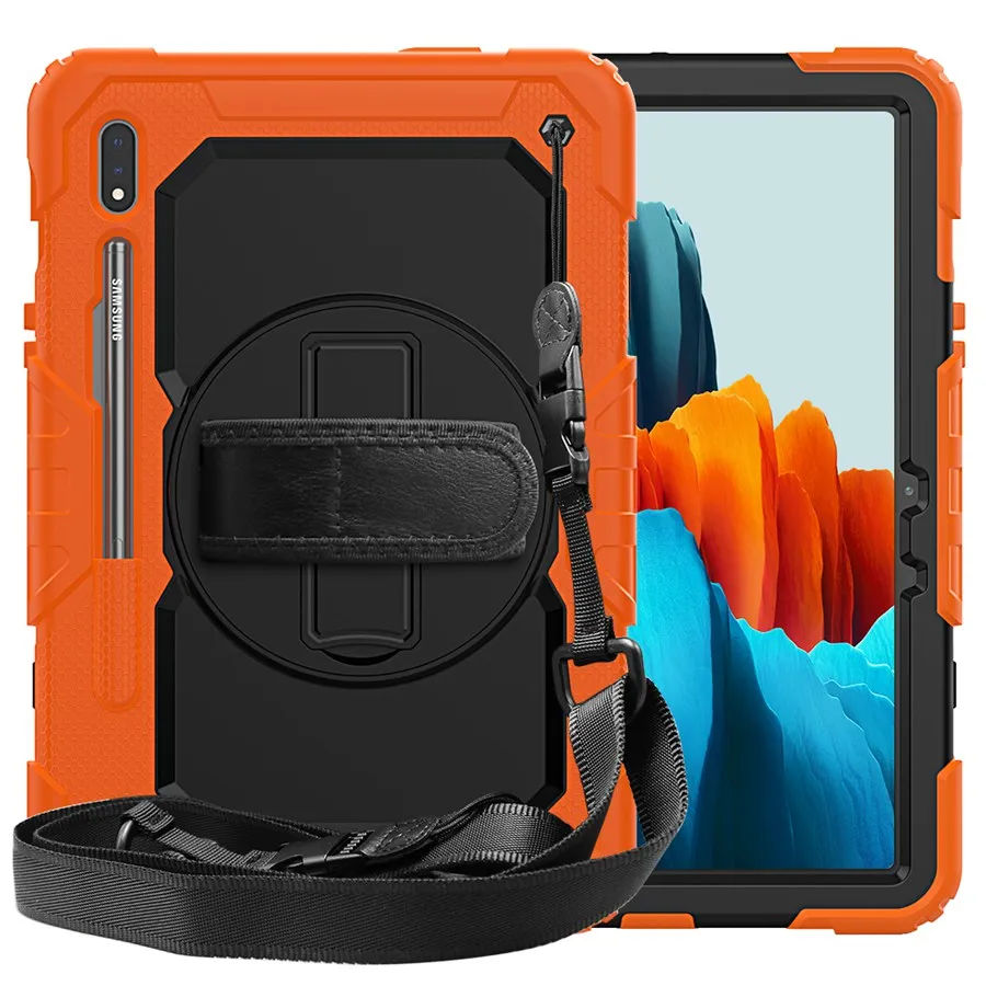 tablet pillow pad Hand Strap 360 Rotatable Kickstand Rugged Protective Case for Samsung Galaxy S7 Plus 2020 Release 12.4 Inch SM-T970/T975/T976 asus tablet charger Tablet Accessories