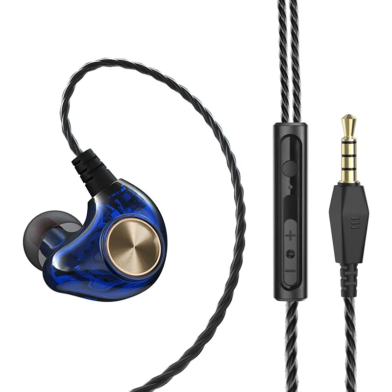 RUKZ K1 XBS BASS спортивные стерео наушники вкладыши с микрофоном для мобильного телефона шумоподавление наушник DJ бег HiFi вкладыши - Цвет: Синий