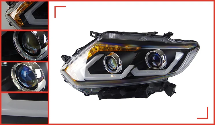 Car Styling Head Lamp case for Nissan X-trail Headlights- Rouge LED Headlight LED DRL H7 D2H Hid Angel Eye Bi Xenon