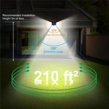 222 LED Solar Light Outdoor  4 Modes Motion Sensor PIR Wall Light Waterproof Solar Lamp Solar Powered Sunlight Garden Decoration 5