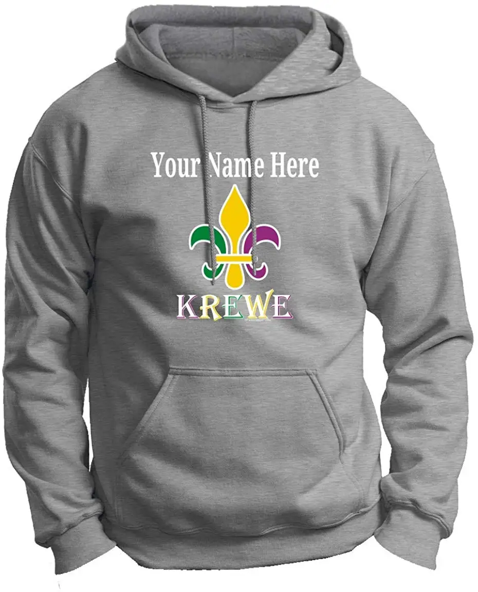 AOBUTE Men's Mardi Gras Hoodie - Fleur De Lis & Skeleton Print, Kangaroo Pocket, Lightweight Fleece