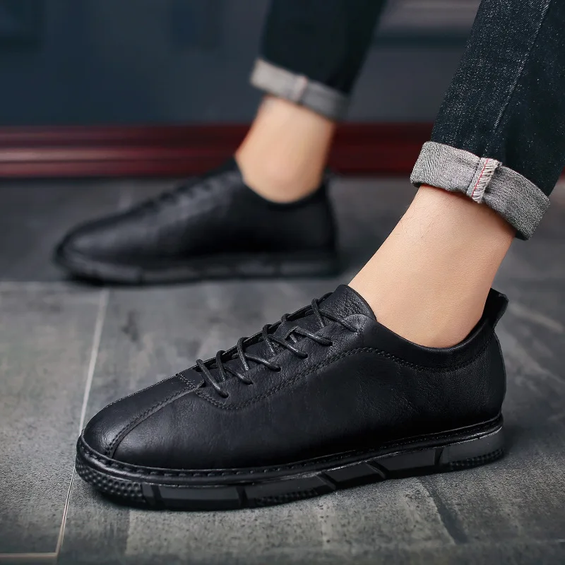 

2019 Spring Breathable Small Leather Shoes BOY'S Korean-style Trend Extra High Men Business Shoe Young MEN'S Casual Trendy Shoes
