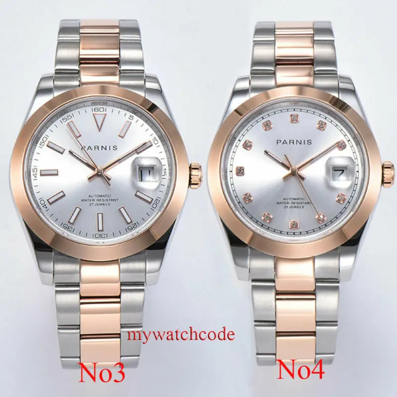 PARNIS top 39 5 мм белый и черный циферблат 21 jewels miyota 821A Автоматические Мужские часы с