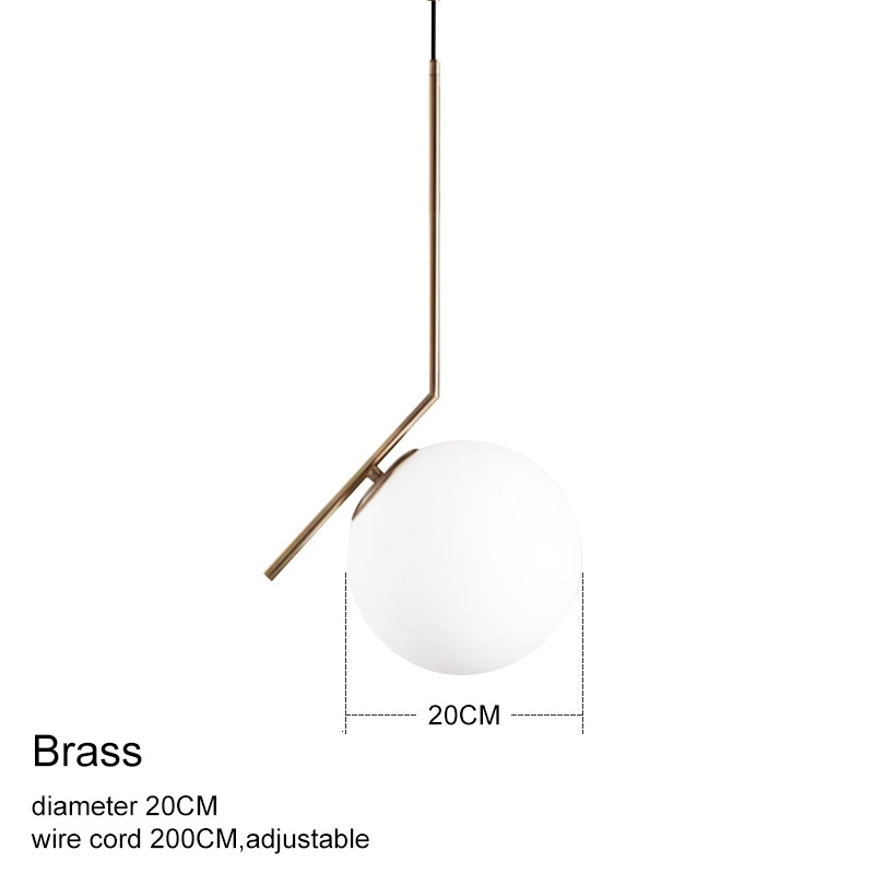 Современные стеклянные шаровые подвесные светильники для дома, столовой, гостиной, спальни, Подвесная лампа, ресторанный декор, светильники, освещение AC85-240V - Цвет корпуса: brass ball 20CM