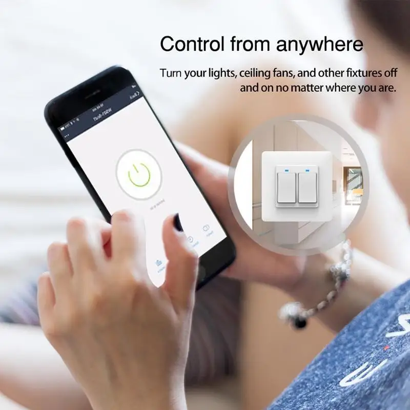 

WiFi Curtain Light Switch Intelligent APP Setting Timer Interrupter Compatible Push Button Household Electrical Accessories