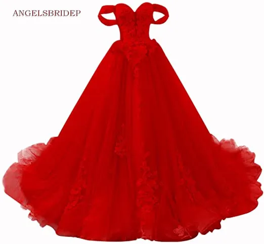 ANGELSBRIDEP Sweetheart Quinceanera Dresses Luxury Off-Shoulder Handlemake Flower Tulle Sweet 16 Princess Party Birthday Gowns