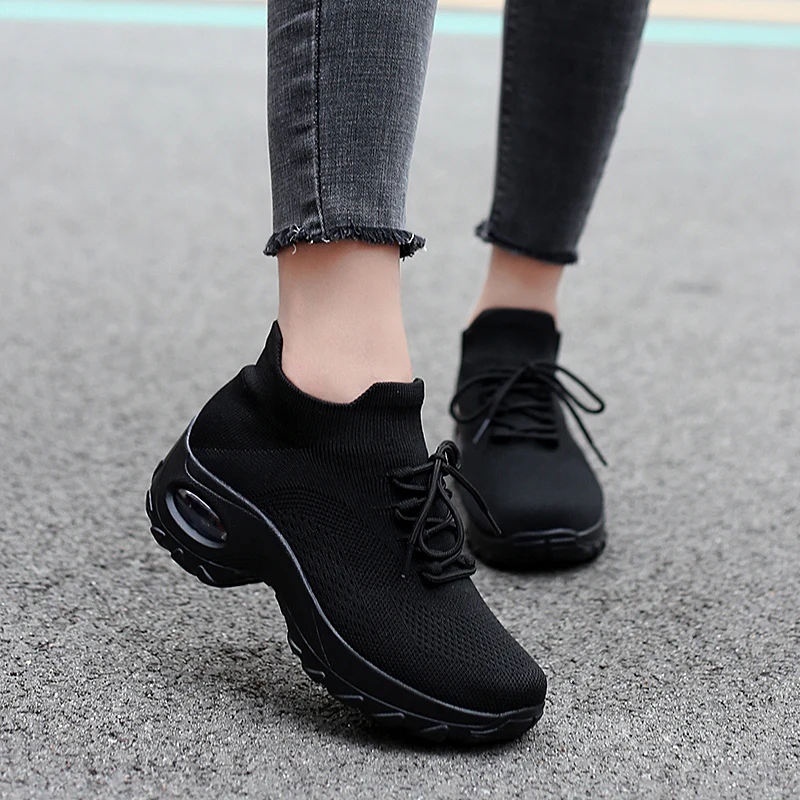 

Thick bottom elastic socks shoes women's cushioning comfortable sports shoes increased lazy shoes a pedal set foot rocking shoes