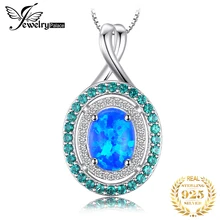 Jpalace 1.5ct кулоны с опалом изумрудное ожерелье с подвеской 925 драгоценные камни из стерлингового серебра Колье Коренастый За