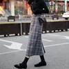 Plus Size High Waist Midi Long Wool Plaid Skirt For Women Winter Warm Wool Elegant Office Lady Vintage Skirt Autumn Maxi Skirts ► Photo 3/6