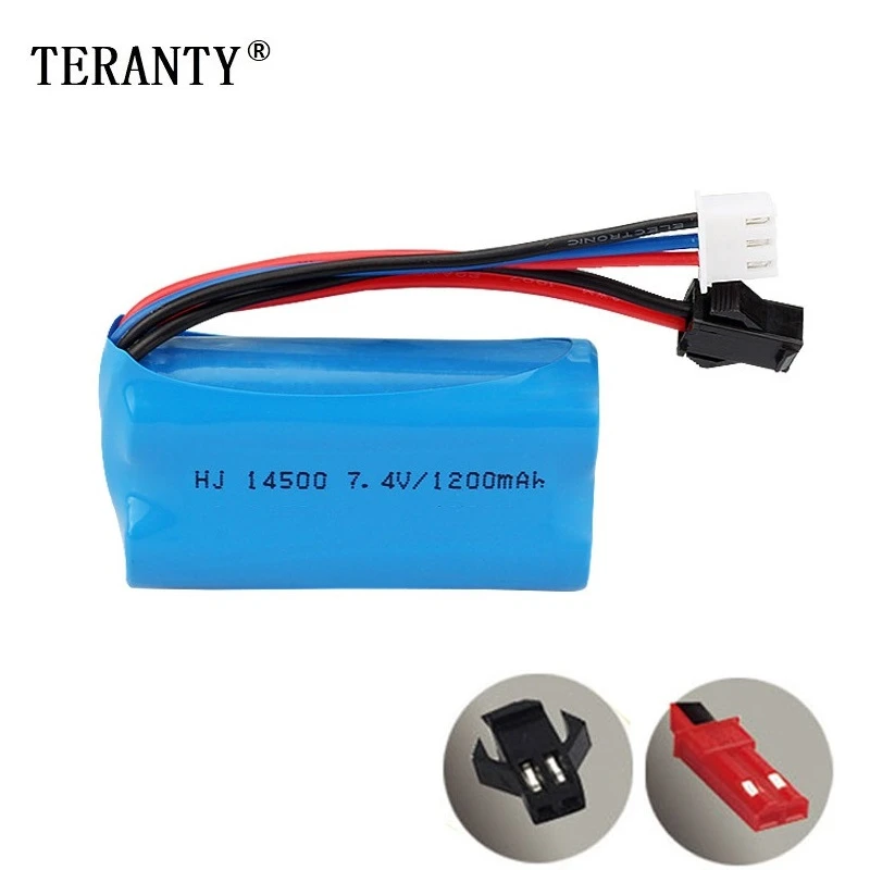 

7.4V 1200mAh 14500 Li-ion battery SM/JST Plug for Electric Toys water bullet gun toys accessory 7.4V battery for Vehicles RC toy