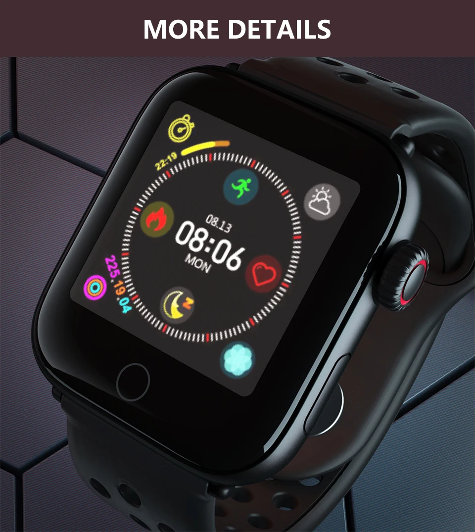 Z7 1,3 дюймов цветной экран умный Браслет Полный сенсорный экран для сердечного ритма сообщение напоминание Ip68 Водонепроницаемый Bluetooth Смарт часы