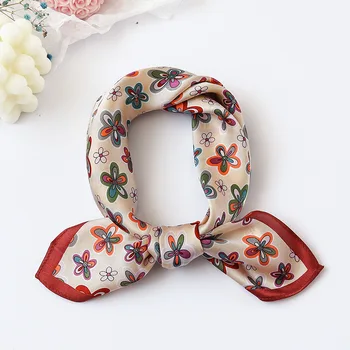

2020 spring and autumn new silk printed small square scarf for women's Korean version silk,satin mulberry silk small silk scarf