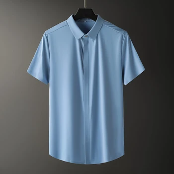 

Ice Silk Polo Shirt Men Polyester Mercerized Summer Polos Anti-wrinkle Business Formal Short Sleeve Slim Fit Poloshirt Man Brand