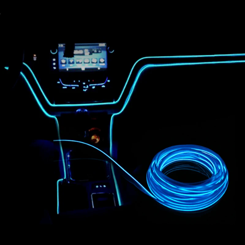 5M 12V EL Wire BLUE Cold light lamp Neon Lamp Car Atmosphere Lights Unique Decor Interior LED bulbs car styling OC 19 | Автомобили и