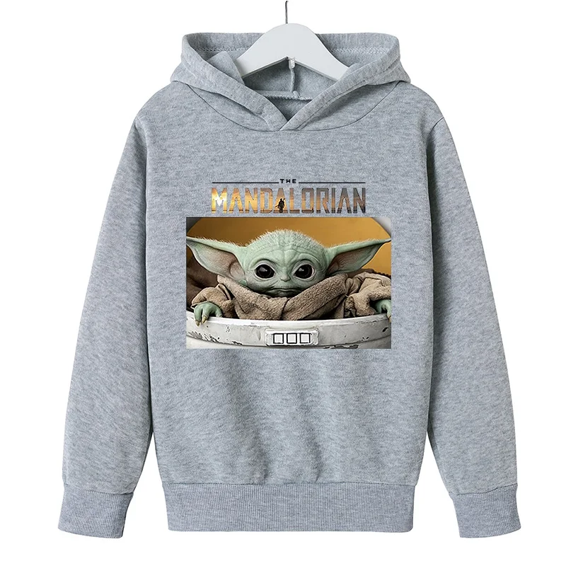 Детская хлопковая толстовка Yoda для мальчиков с капюшоном и мультяшным рисунком аниме девочек пуловер